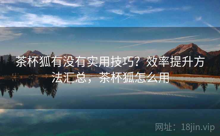 茶杯狐有没有实用技巧？效率提升方法汇总，茶杯狐怎么用