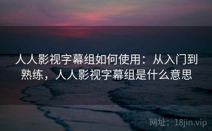 人人影视字幕组如何使用：从入门到熟练，人人影视字幕组是什么意思