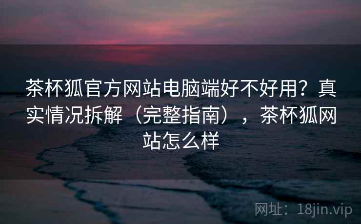 茶杯狐官方网站电脑端好不好用？真实情况拆解（完整指南），茶杯狐网站怎么样